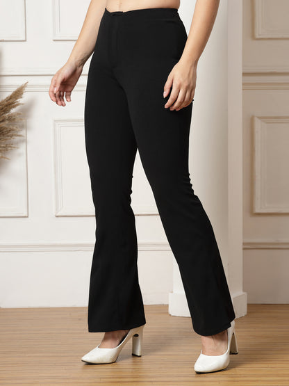 High-Rise Full Length Flared Trousers