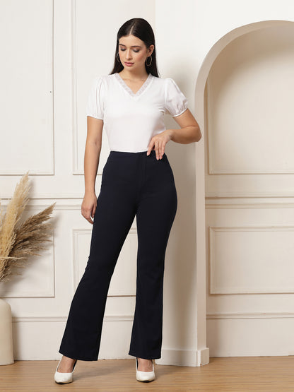 High-Rise Full Length Flared Trousers