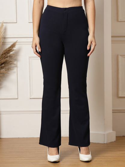 High-Rise Full Length Flared Trousers