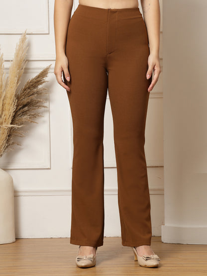 High-Rise Full Length Flared Trousers