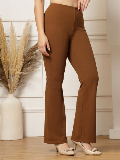 High-Rise Full Length Flared Trousers
