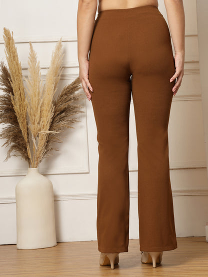 High-Rise Full Length Flared Trousers