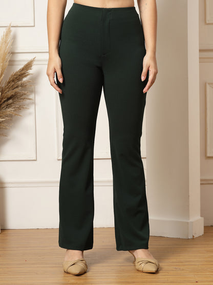 High-Rise Full Length Flared Trousers