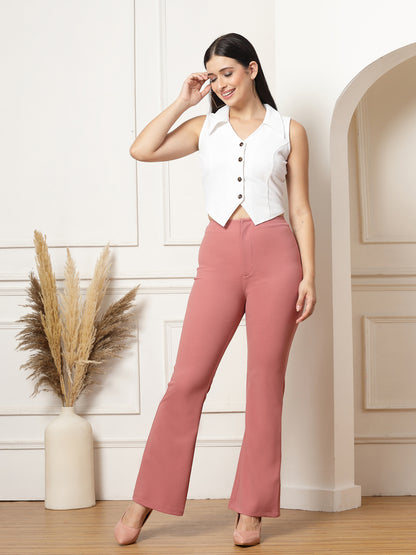 High-Rise Full Length Flared Trousers