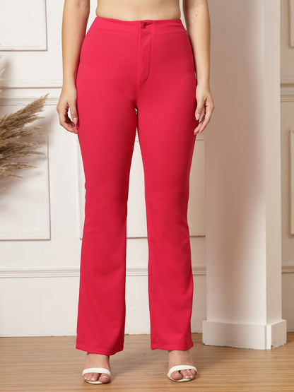 High-Rise Full Length Flared Trousers