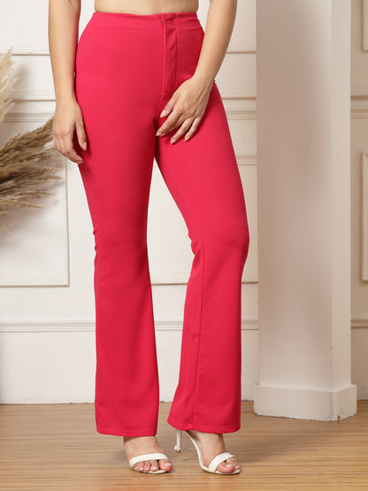 High-Rise Full Length Flared Trousers