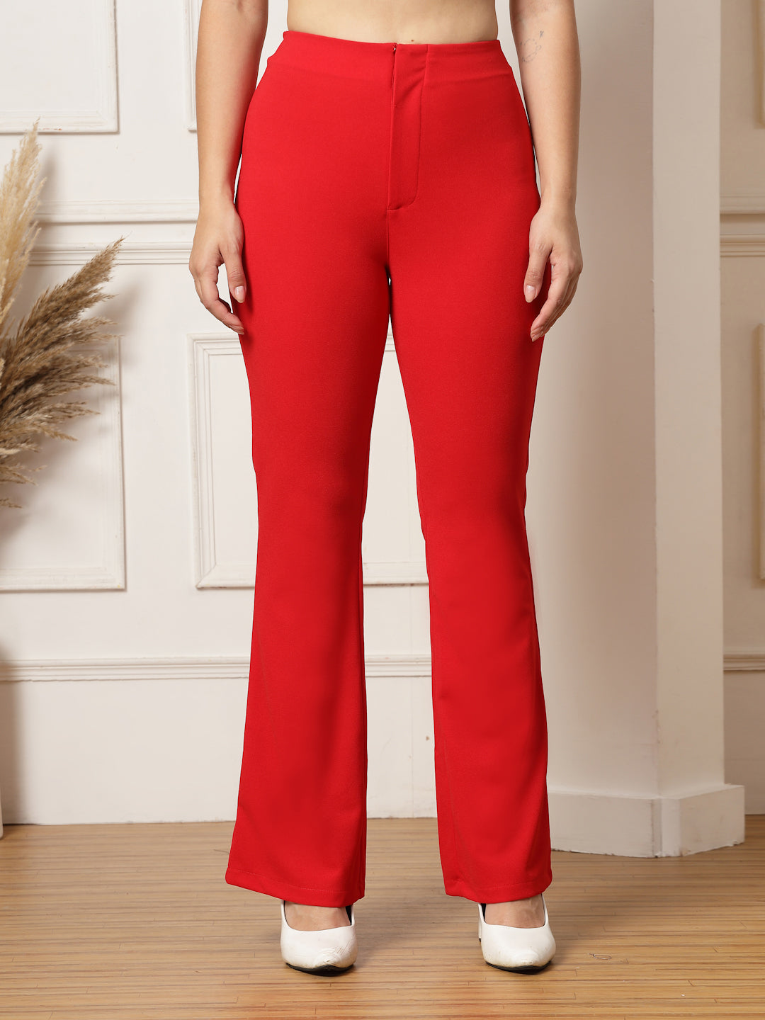 High-Rise Full Length Flared Trousers