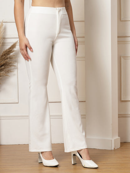 High-Rise Full Length Flared Trousers