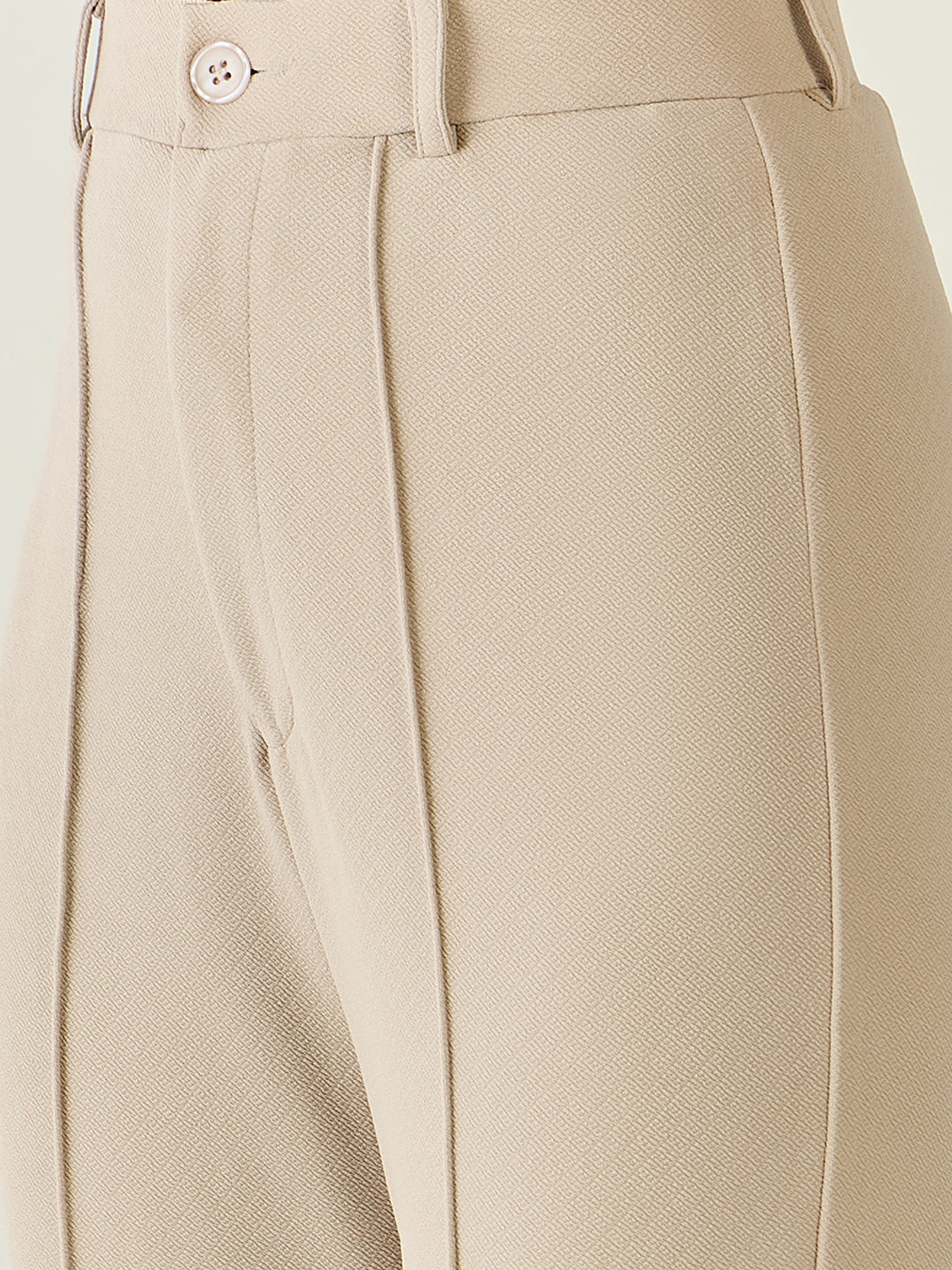 High-Rise Straight Leg Lycra Blend Trousers