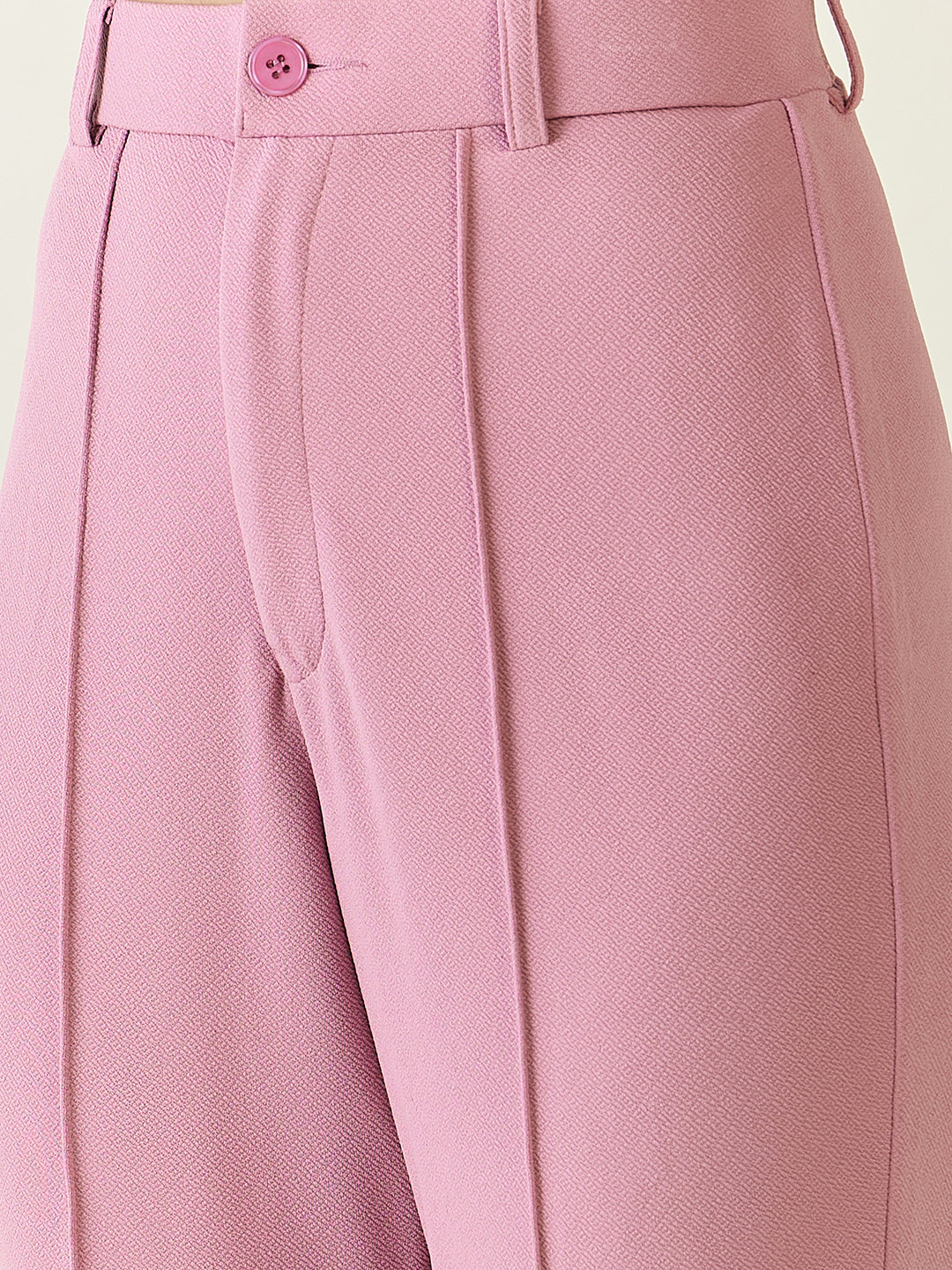 High-Rise Straight Leg Lycra Blend Trousers