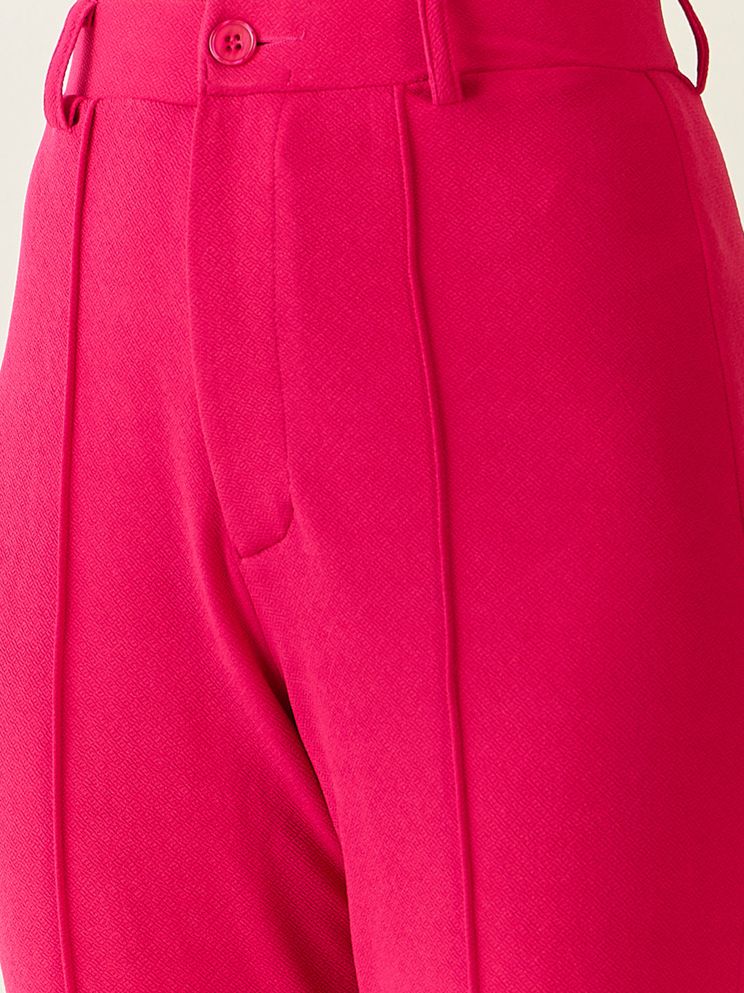 High-Rise Straight Leg Lycra Blend Trousers