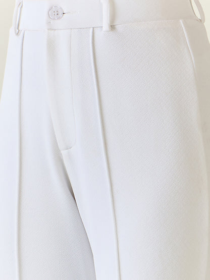 High-Rise Straight Leg Lycra Blend Trousers