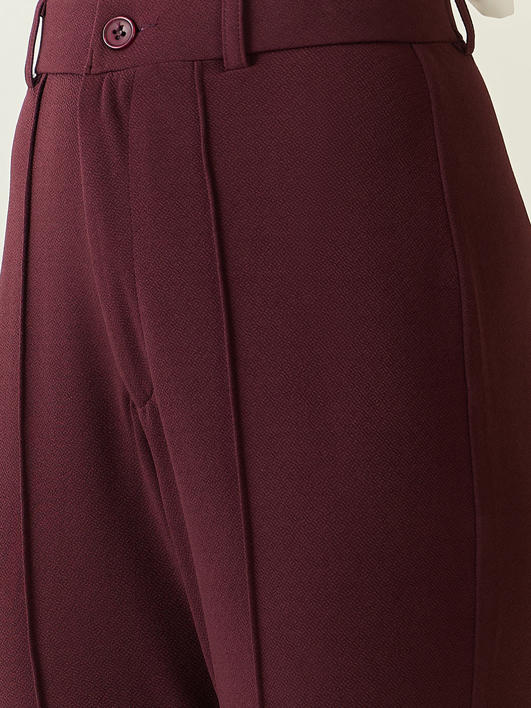 High-Rise Straight Leg Lycra Blend Trousers