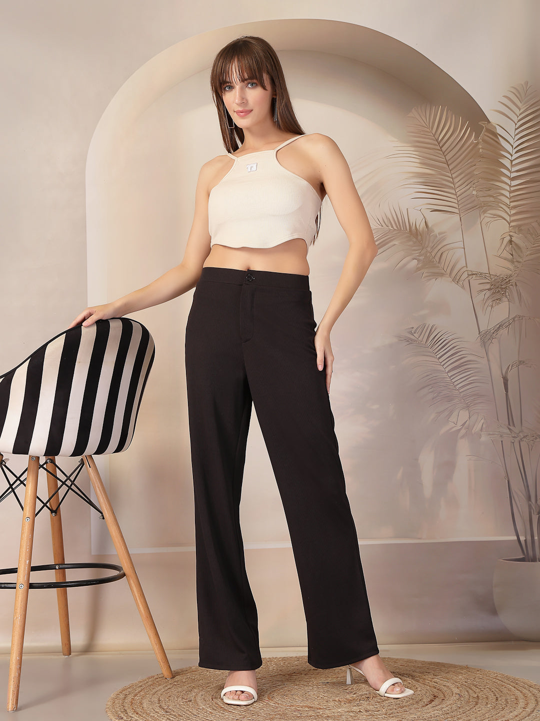 Aayu Classic Ribbed Straight Trouser