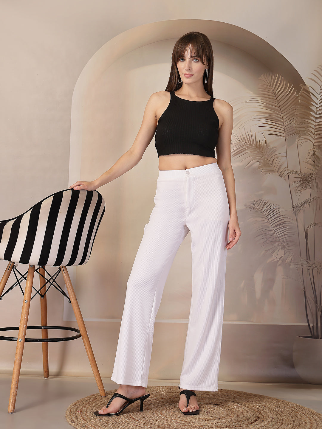 Aayu Classic Ribbed Straight Trouser