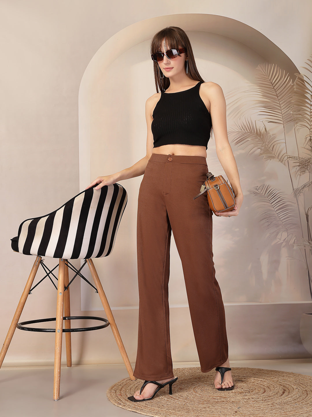 Aayu Classic Ribbed Straight Trouser