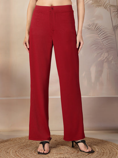 Aayu Classic Ribbed Straight Trouser
