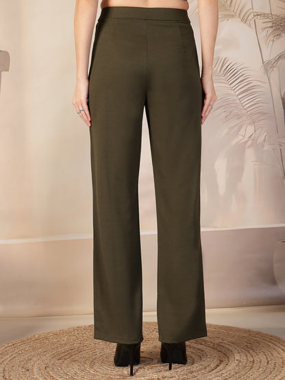 Aayu Classic Ribbed Straight Trouser
