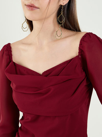 Long Sleeve Ruched Sweetheart Mini Bodycon Dress