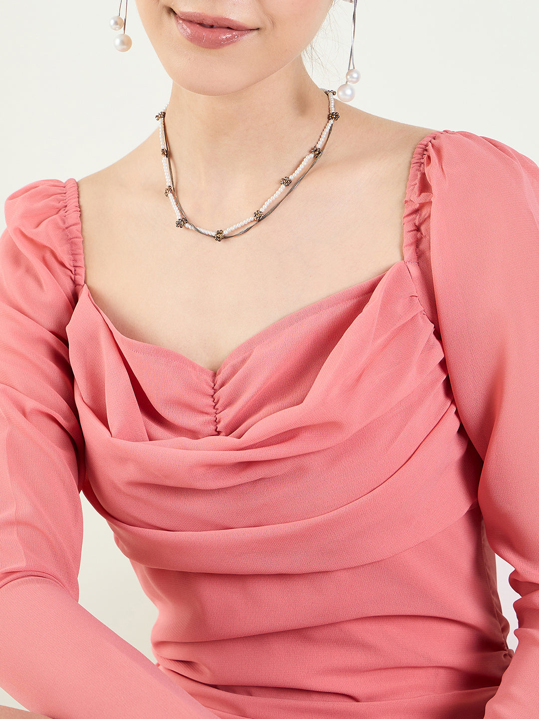 Long Sleeve Ruched Sweetheart Mini Bodycon Dress