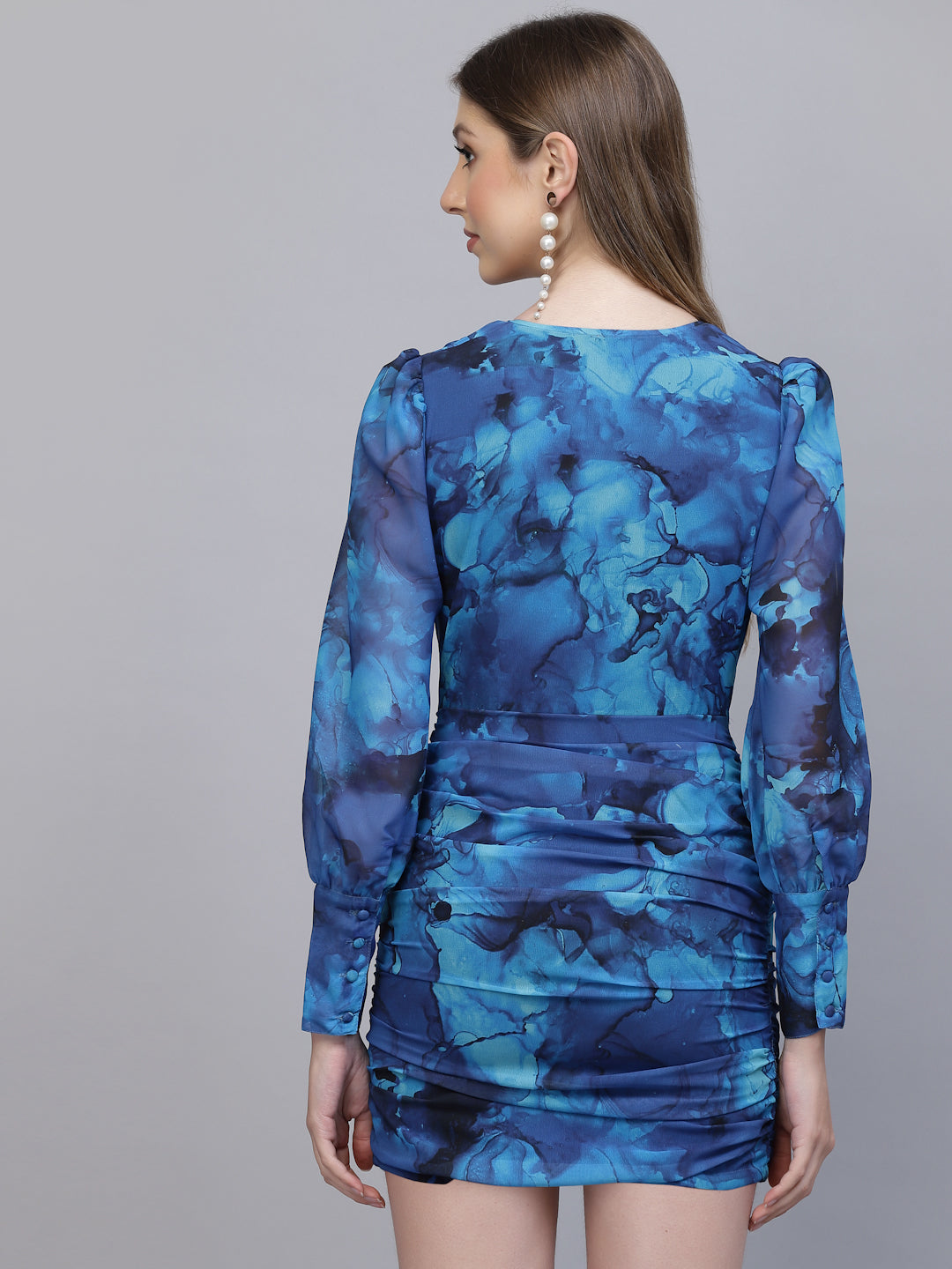Flowy georgette dress in blue colour