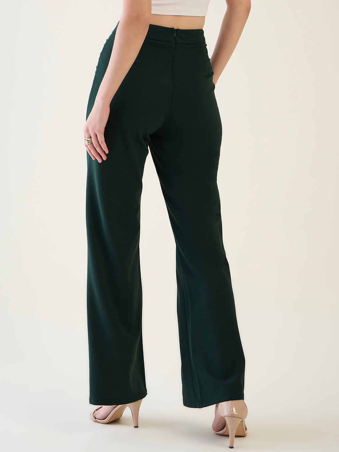 Military Button Detail Flared Trousers