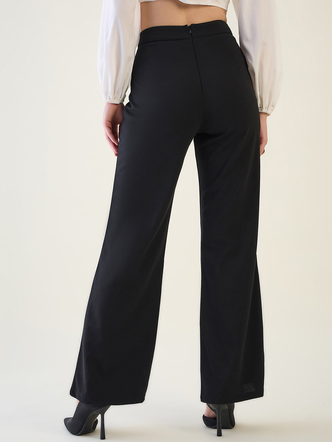Military Button Detail Flared Trousers