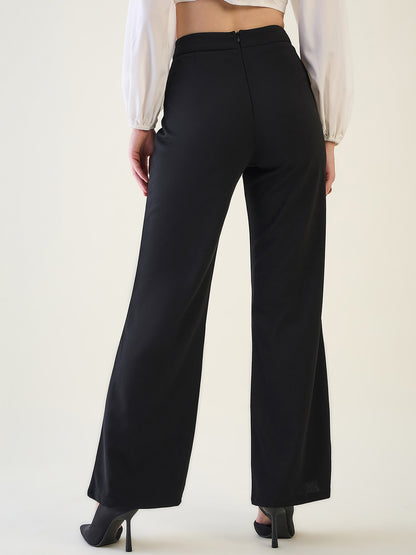 Military Button Detail Flared Trousers