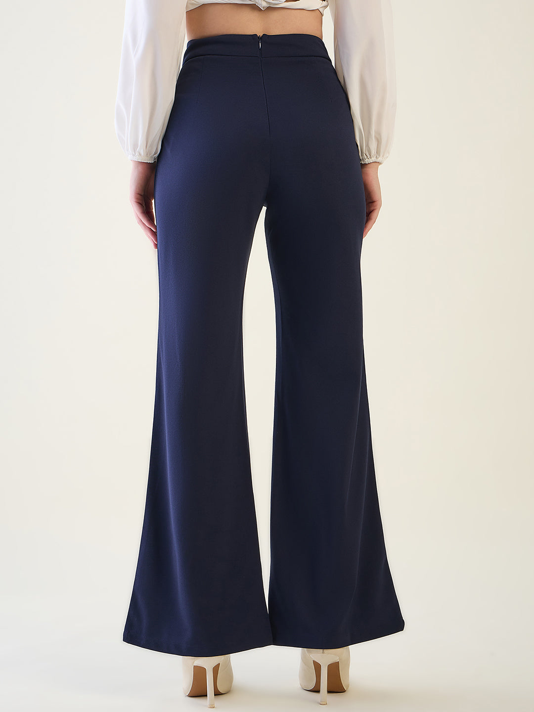 Military Button Detail Flared Trousers