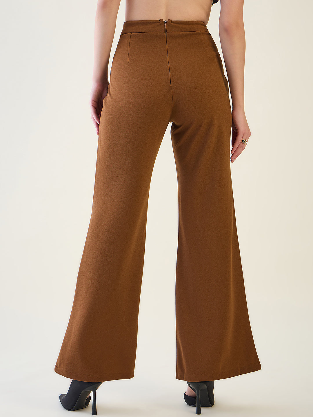Military Button Detail Flared Trousers