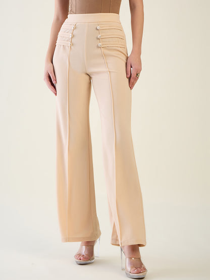 Military Button Detail Flared Trousers