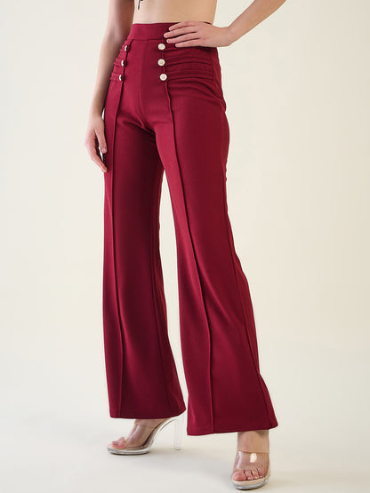 Military Button Detail Flared Trousers