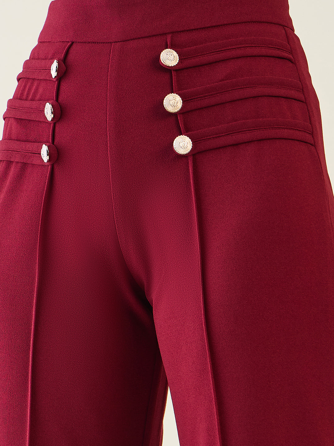Military Button Detail Flared Trousers