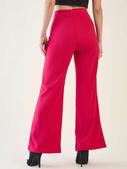 Military Button Detail Flared Trousers