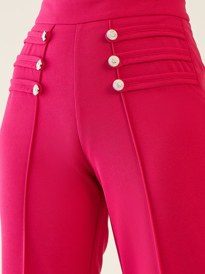 Military Button Detail Flared Trousers