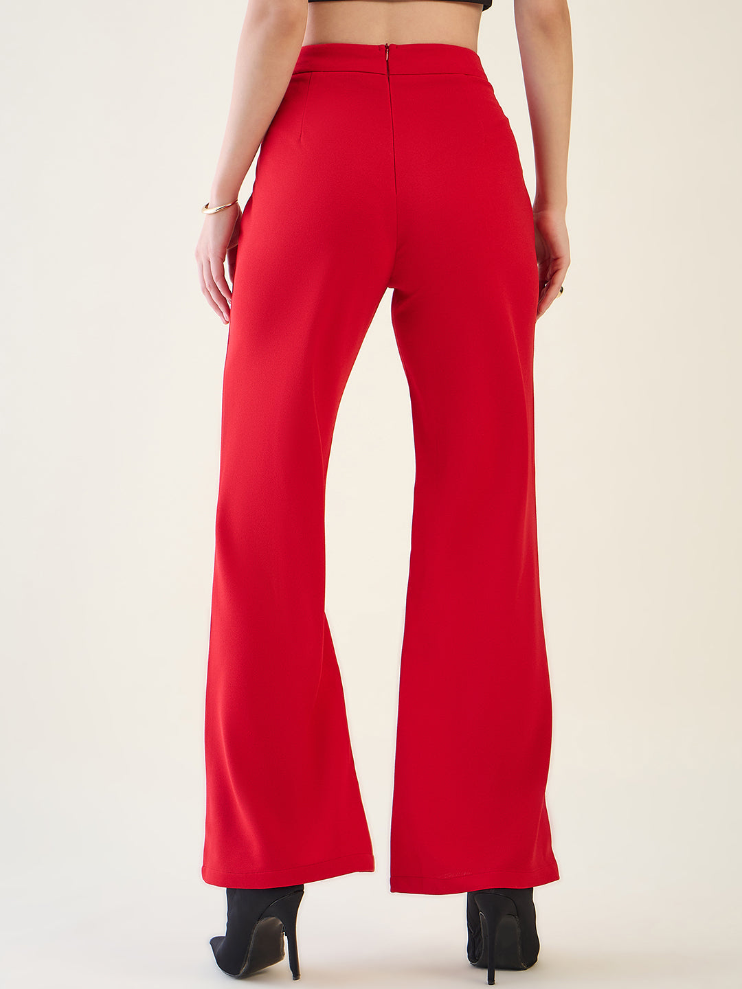 Military Button Detail Flared Trousers