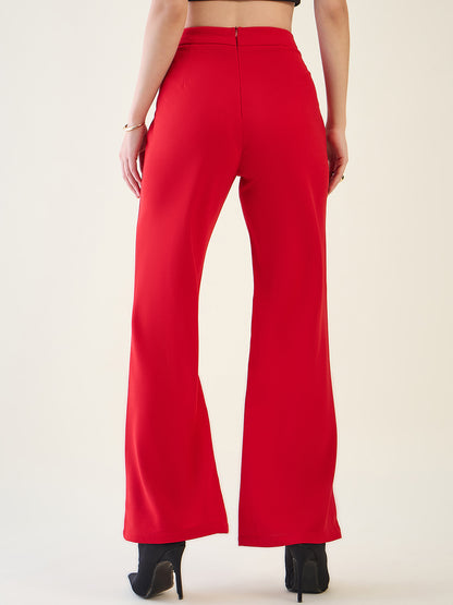 Military Button Detail Flared Trousers