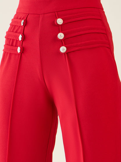 Military Button Detail Flared Trousers