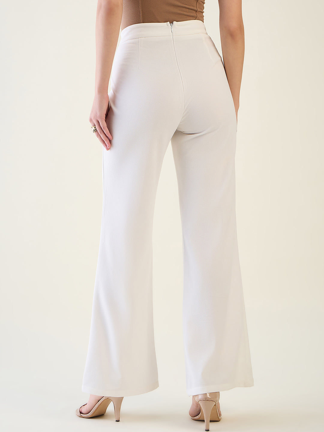 Military Button Detail Flared Trousers