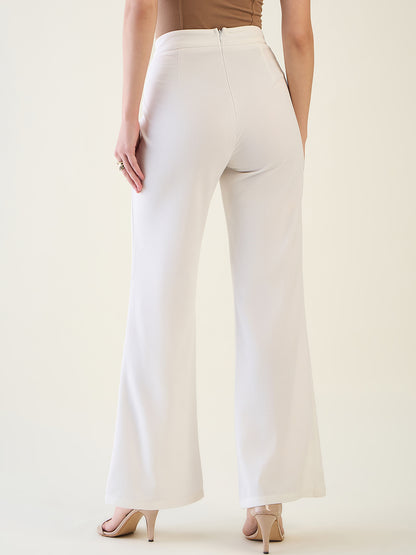 Military Button Detail Flared Trousers