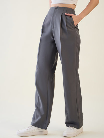 Pintuck Wide Leg Trousers with Contoured Waist