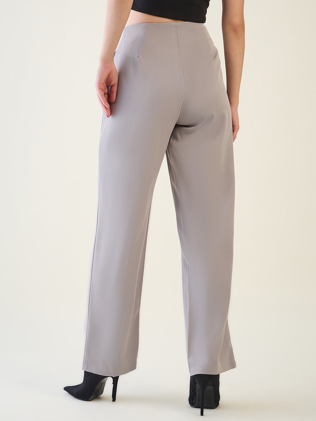 Pintuck Wide Leg Trousers with Contoured Waist