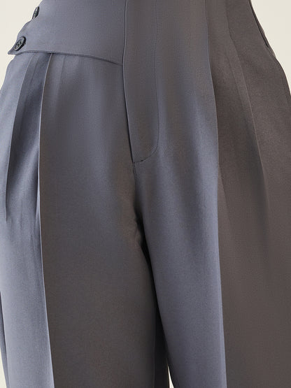 Pintuck Wide Leg Trousers with Contoured Waist
