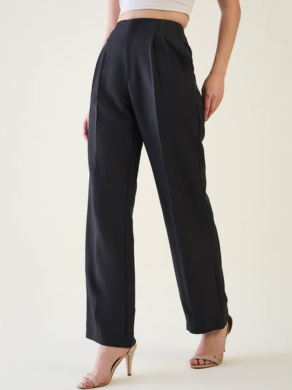Pintuck Wide Leg Trousers with Contoured Waist