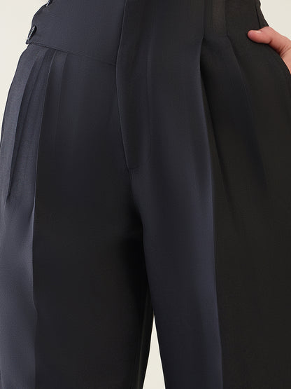Pintuck Wide Leg Trousers with Contoured Waist