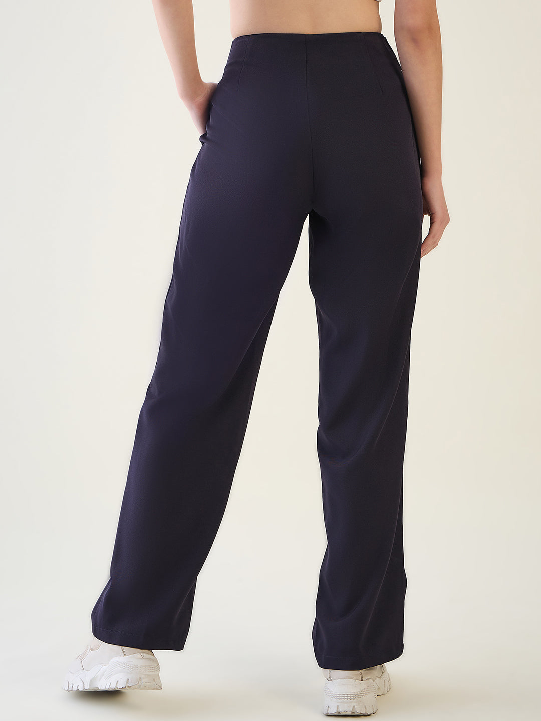 Pintuck Wide Leg Trousers with Contoured Waist