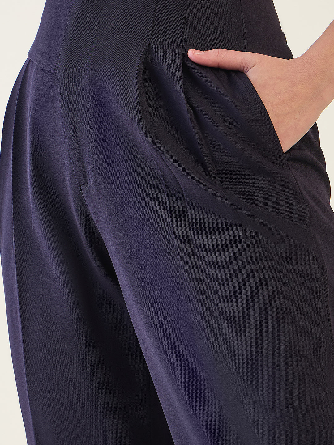 Pintuck Wide Leg Trousers with Contoured Waist