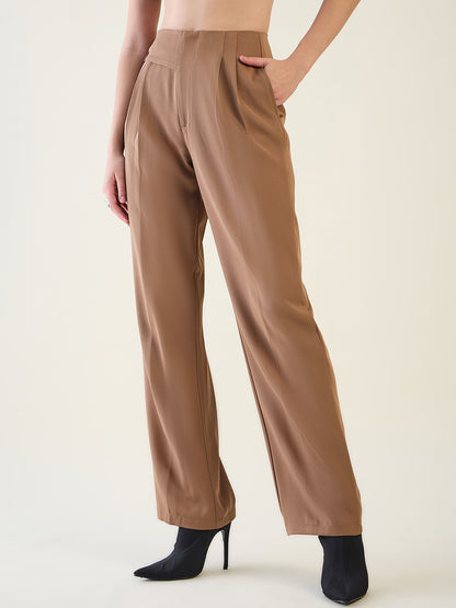 Pintuck Wide Leg Trousers with Contoured Waist