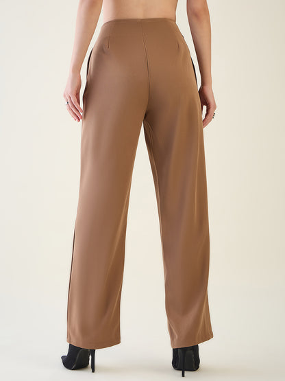 Pintuck Wide Leg Trousers with Contoured Waist
