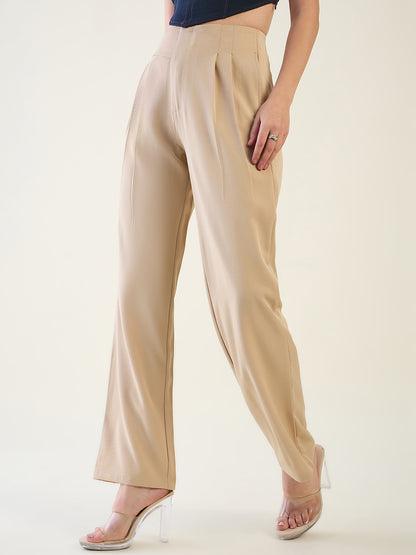 Pintuck Wide Leg Trousers with Contoured Waist